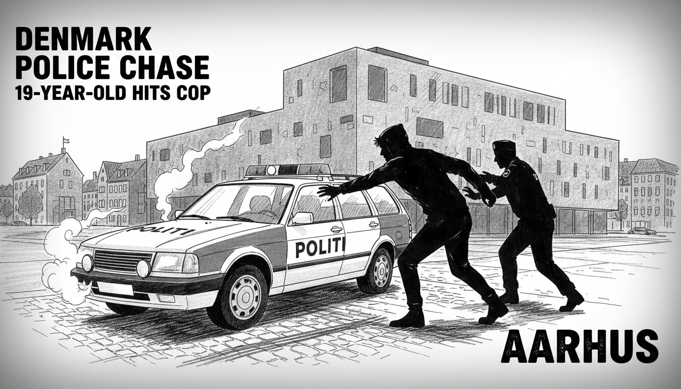 Denmark Police Chase: 19-Year-Old Hits Cop in Aarhus
