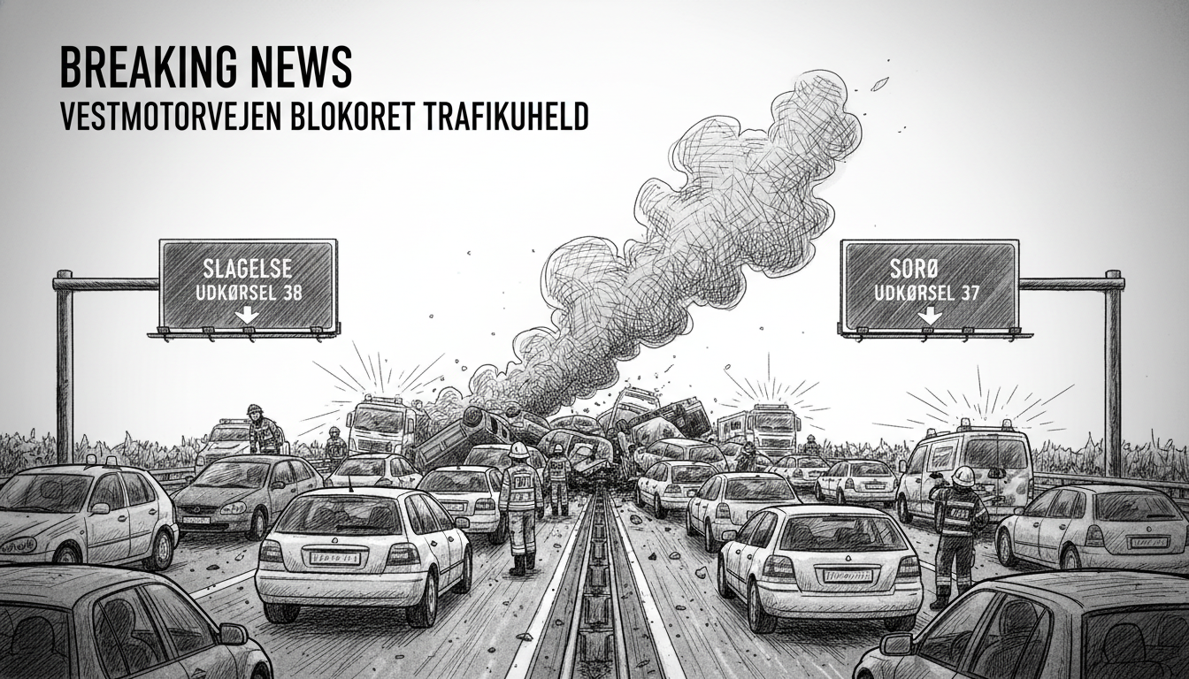 Accident Blocks Traffic on Vestmotorvejen Toward Copenhagen