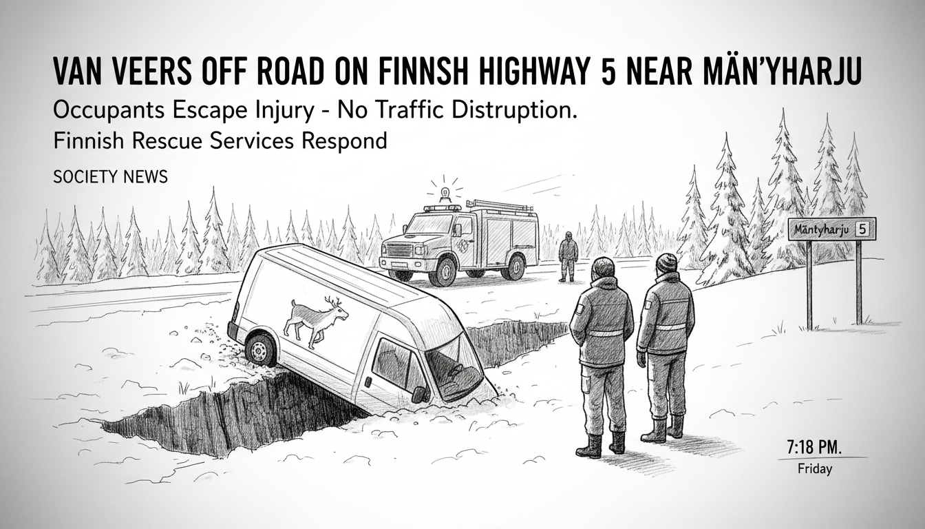 Van Veers Off Road on Finnish Highway 5 Near Mäntyharju