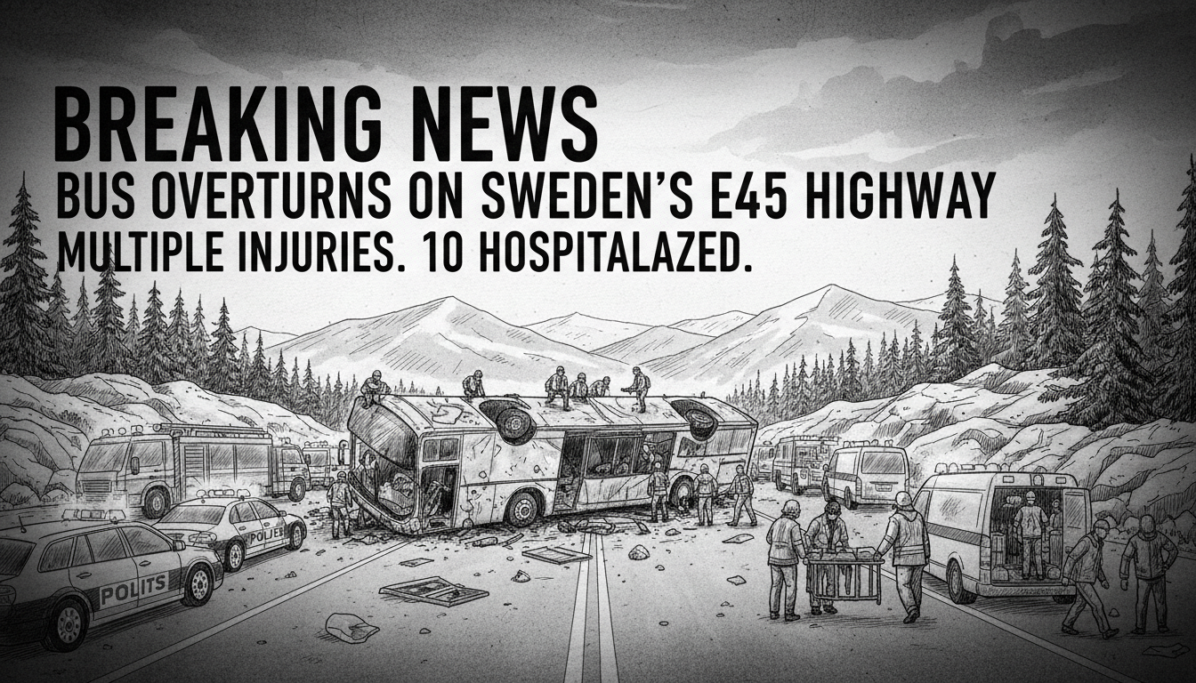 Bus Overturns on Sweden's E45 Highway With Multiple Injuries