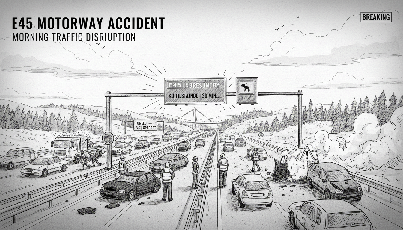 E45 Motorway Accident Near Nørresundby Disrupts Morning Traffic