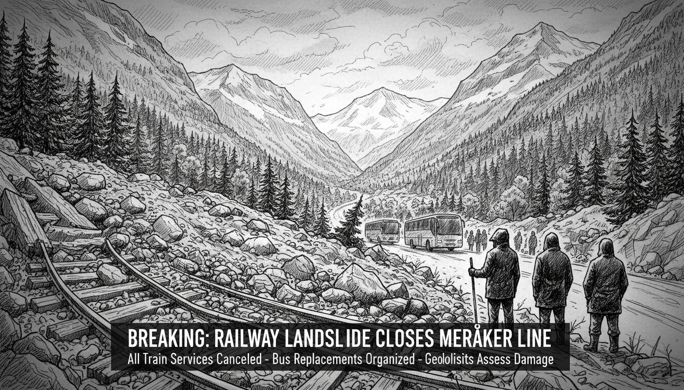 Railway Landslide Closes Meråker Line in Norway