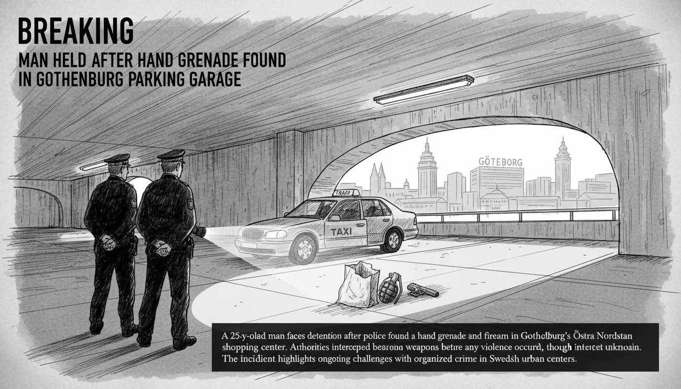 Man Held After Hand Grenade Found in Gothenburg Parking Garage