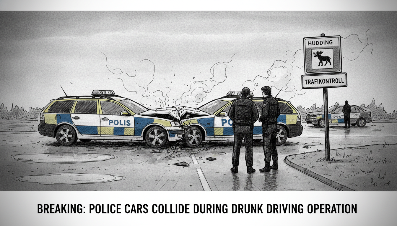 Two Police Cars Collide During Drunk Driving Operation