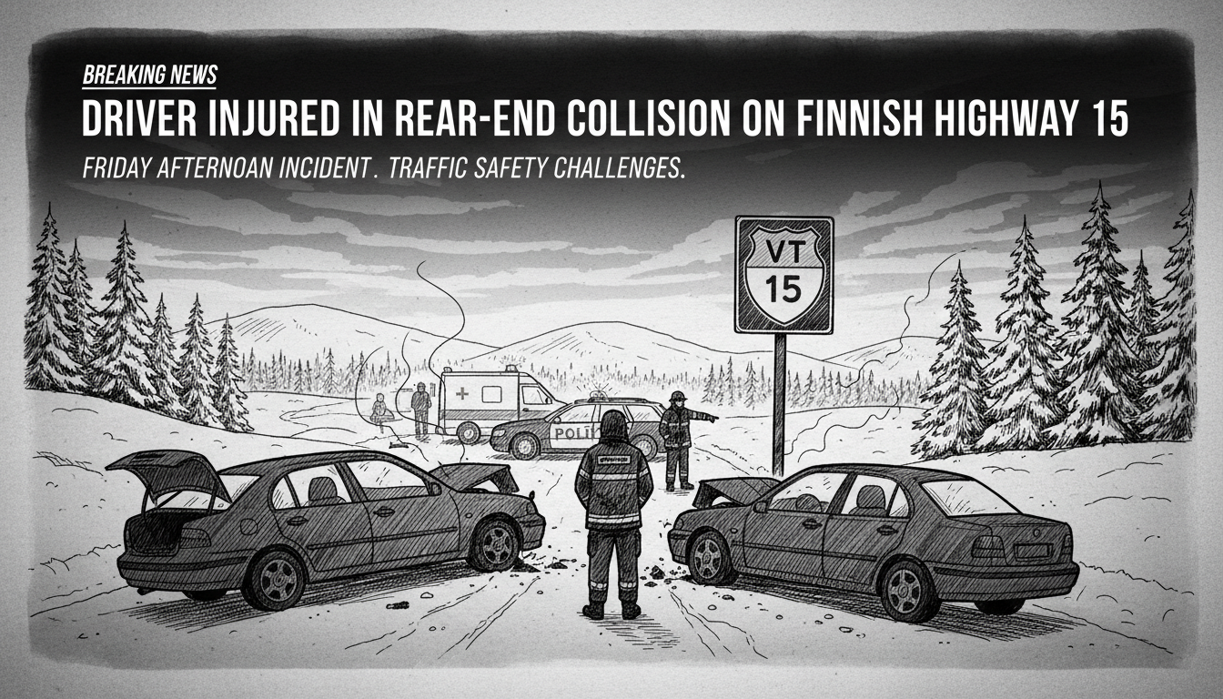 Driver Injured in Rear-End Collision on Finnish Highway 15