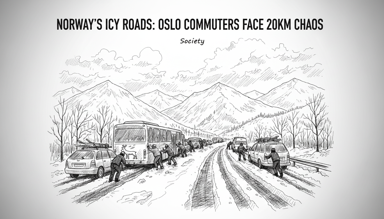 Norway's Icy Roads: Oslo Commuters Face 20km Chaos