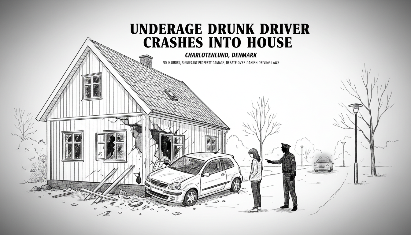 Underage Drunk Driver Crashes into House in Charlottenlund