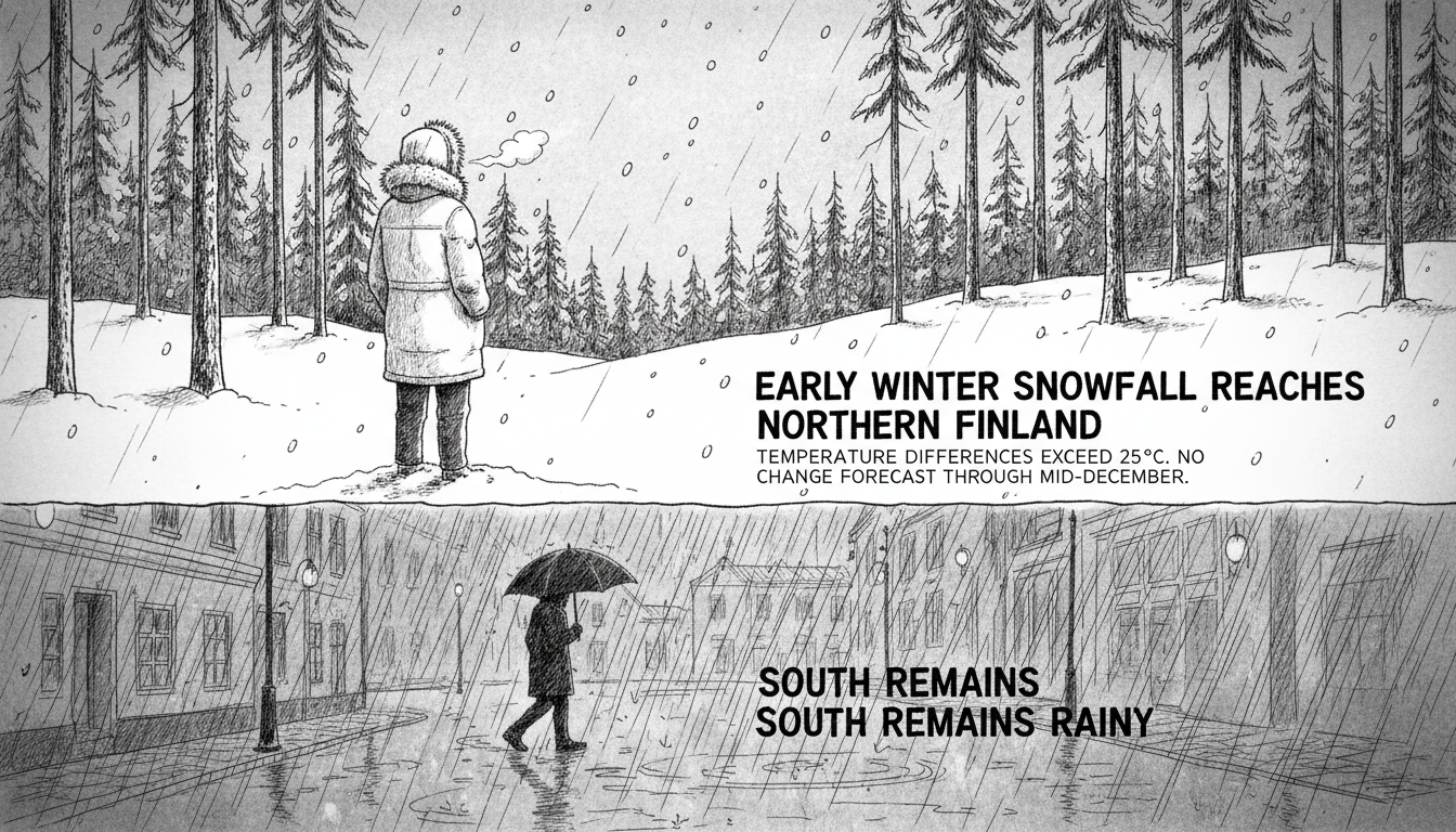 Early Winter Snowfall Reaches Northern Finland While South Remains Rainy