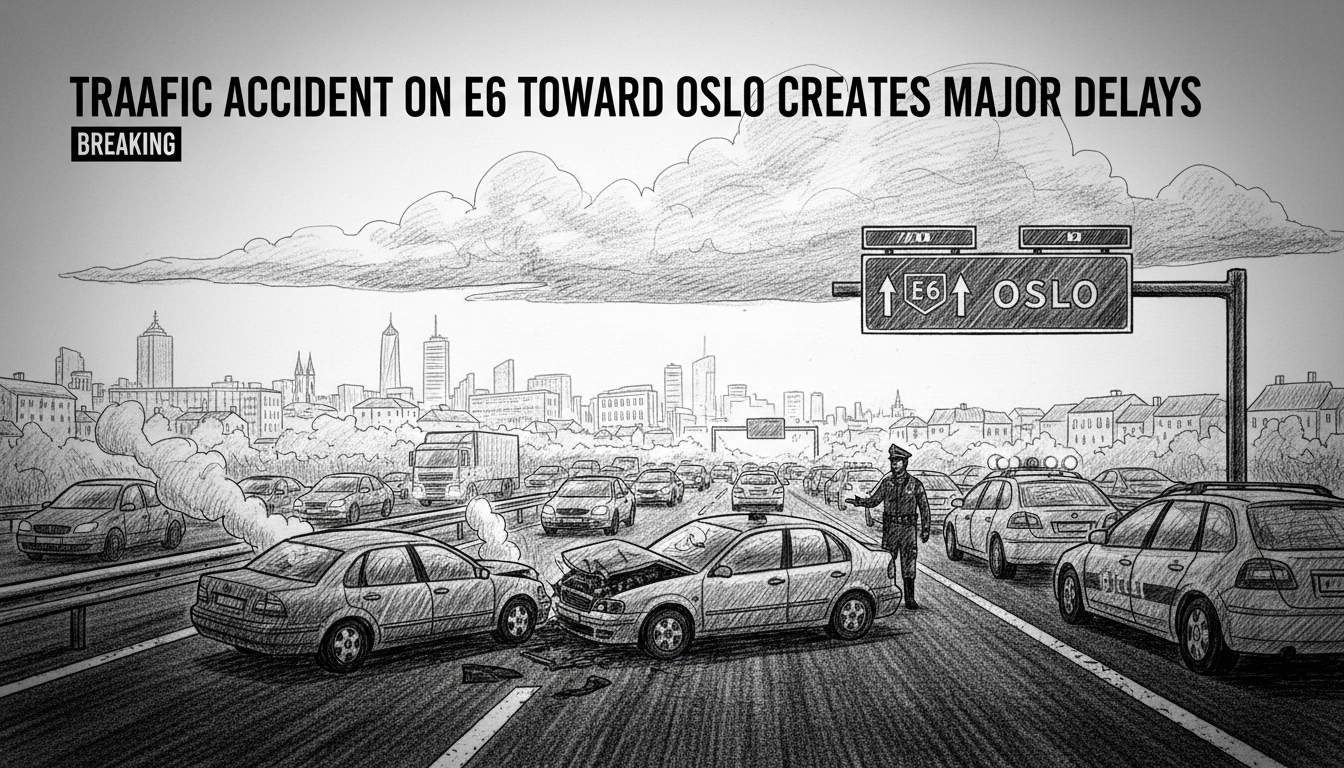 Traffic Accident on E6 Toward Oslo Creates Major Delays