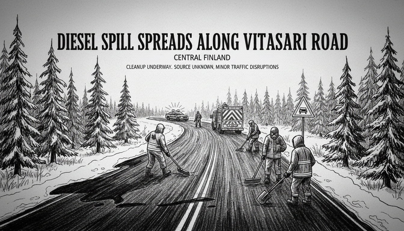 Diesel Spill Spreads Along Viitasaari Road in Central Finland