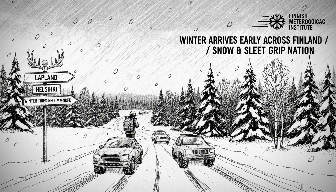 Winter Arrives Early Across Finland with Snow and Sleet