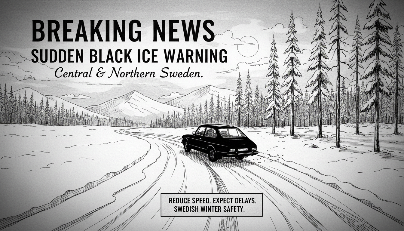 Sudden Black Ice Warning Across Central and Northern Sweden