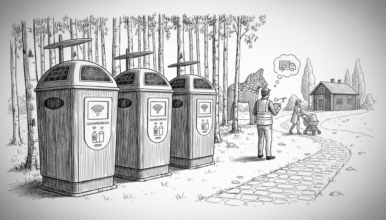 Swedish Town Tests Solar-Powered Trash Bins in Community Park