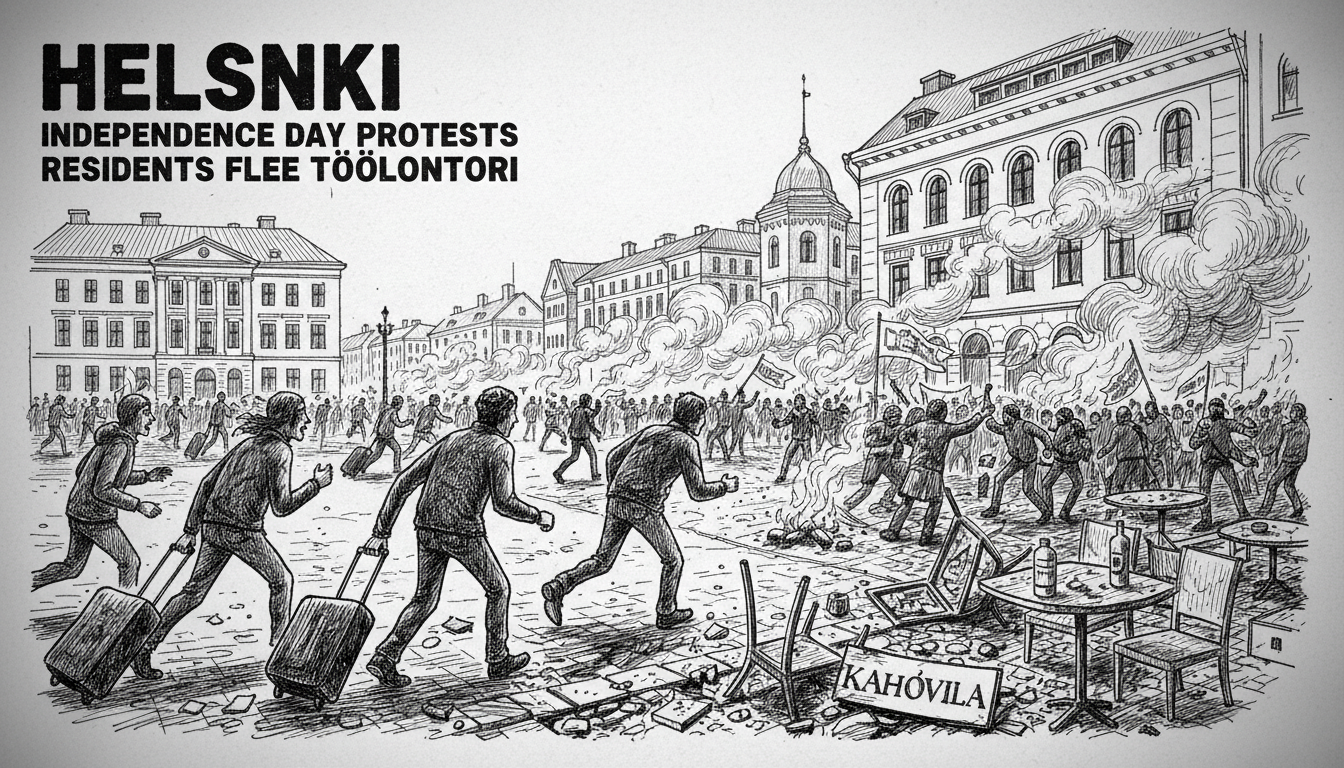 Helsinki Residents Flee Homes as Independence Day Protests Intensify at Töölöntori