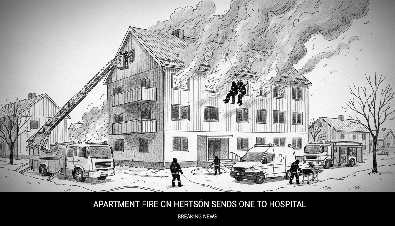 Apartment Fire on Hertsön Sends One to Hospital