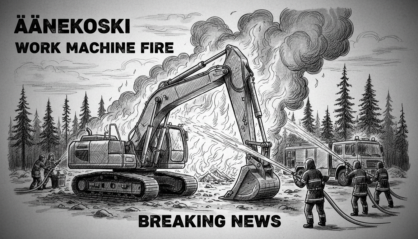 Work Machine Overturns and Catches Fire in Äänekoski