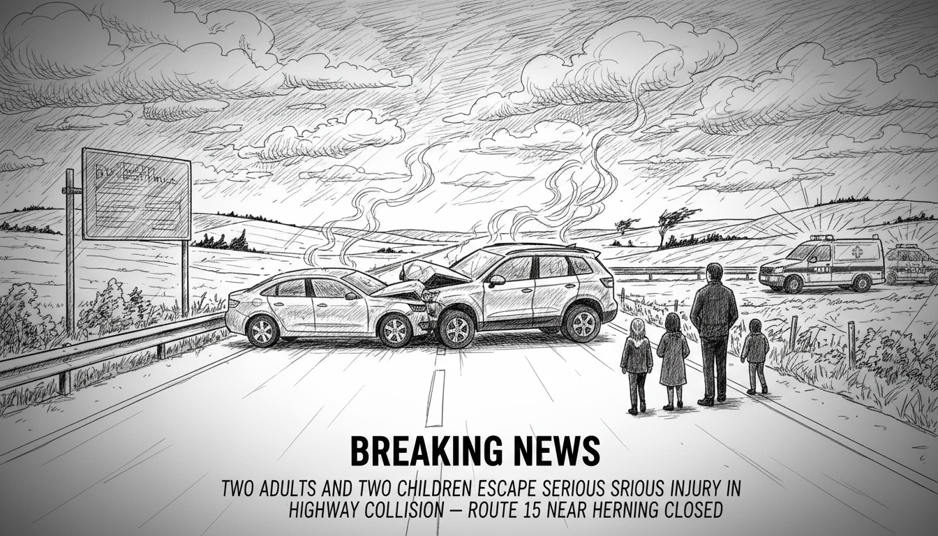 Two Adults and Two Children Escape Serious Injury in Highway Collision