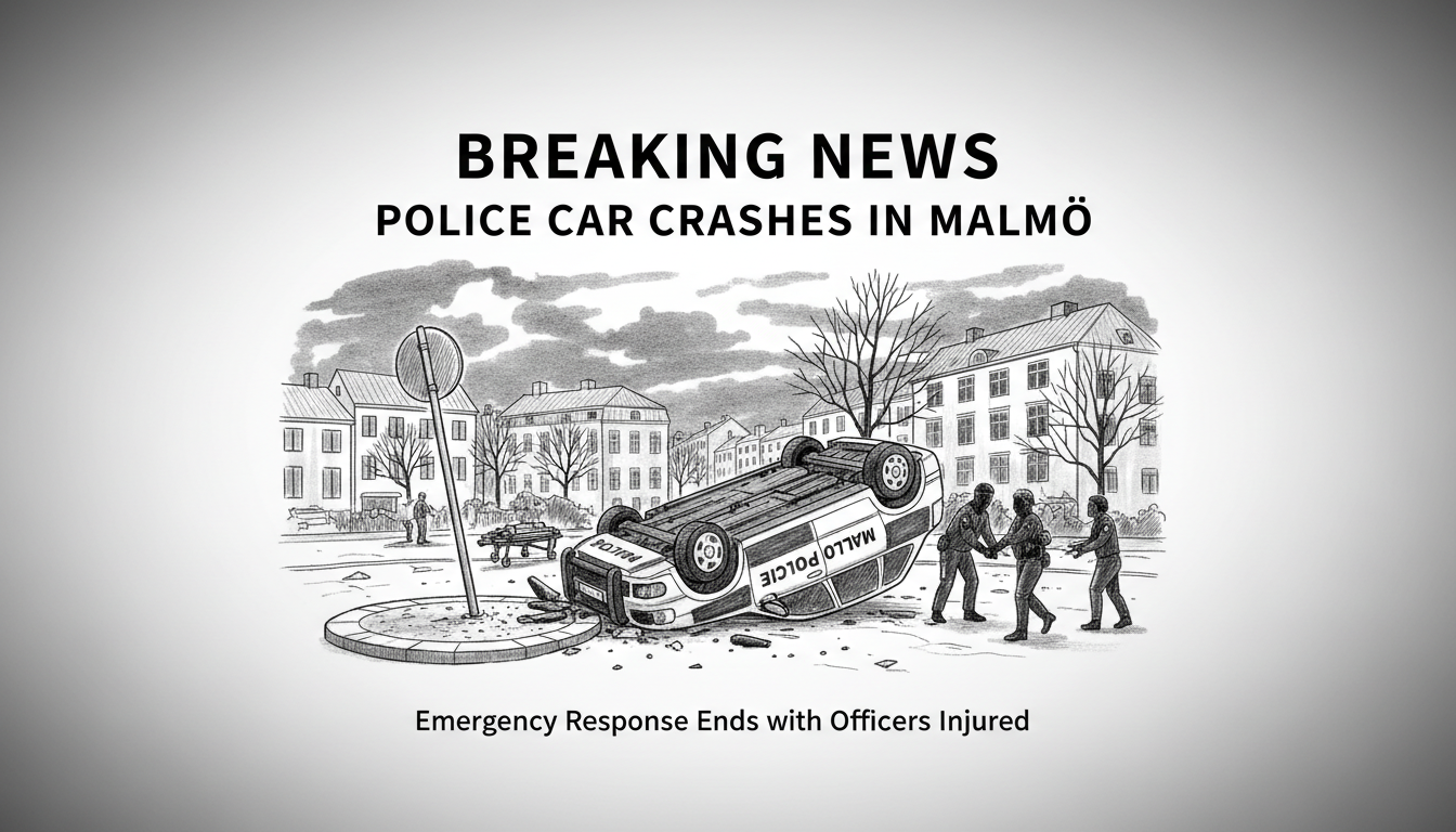 Police Car Crashes During Emergency Response in Malmö