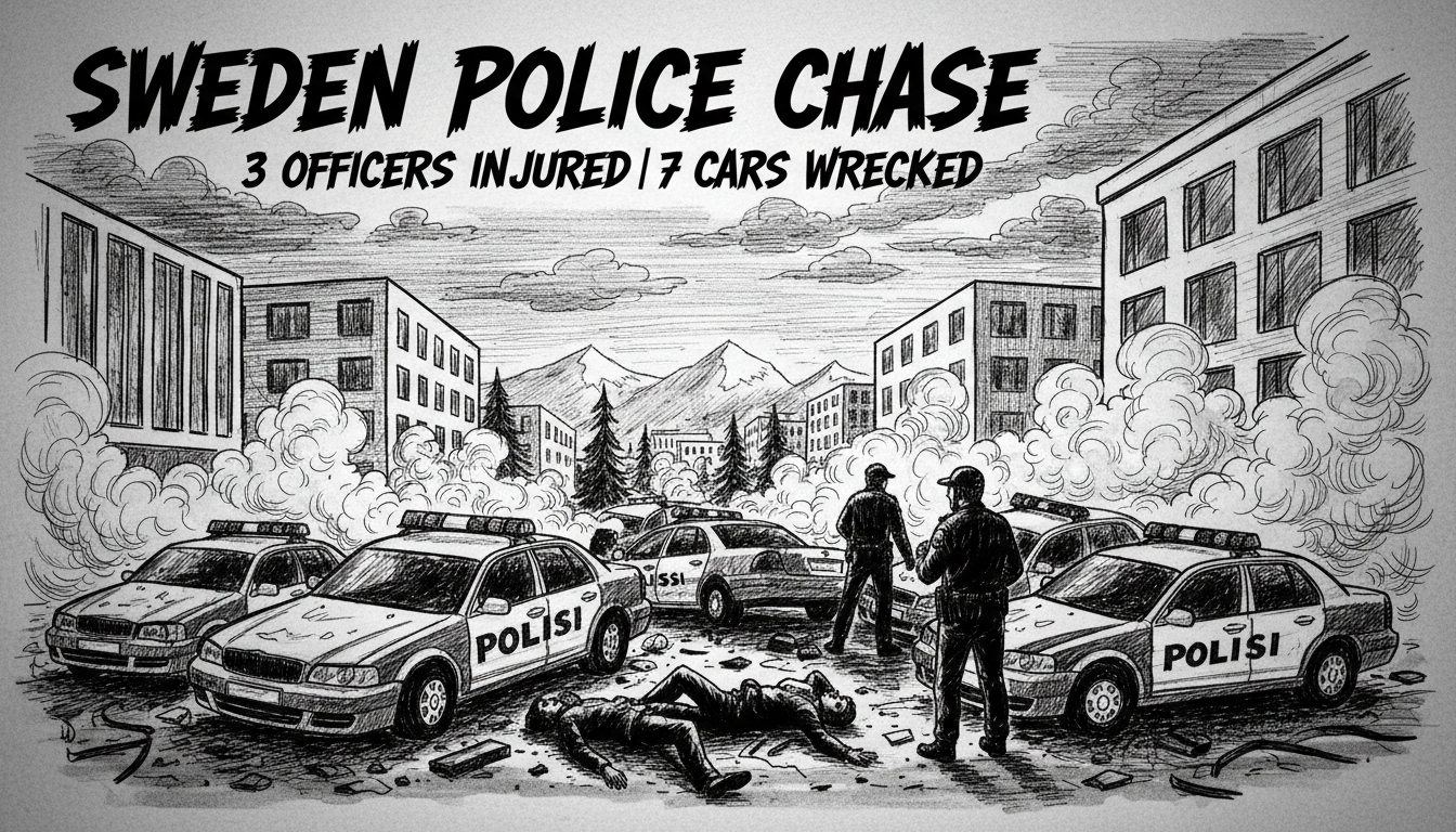 Sweden Police Chase: 3 Officers Injured, 7 Cars Wrecked