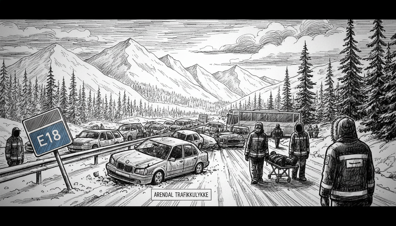 Norway E18 Crash: 1 Injured in Arendal Traffic Pile-Up