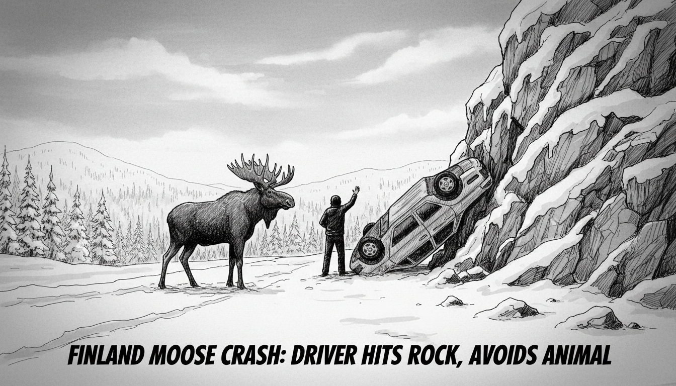 Finland Moose Crash: Driver Hits Rock, Avoids Animal