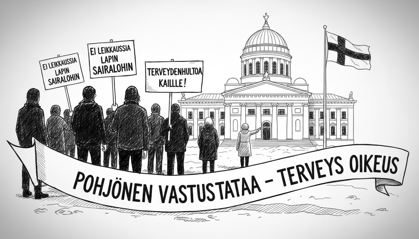 Northern Finland Residents Protest Healthcare Funding Cuts in Helsinki