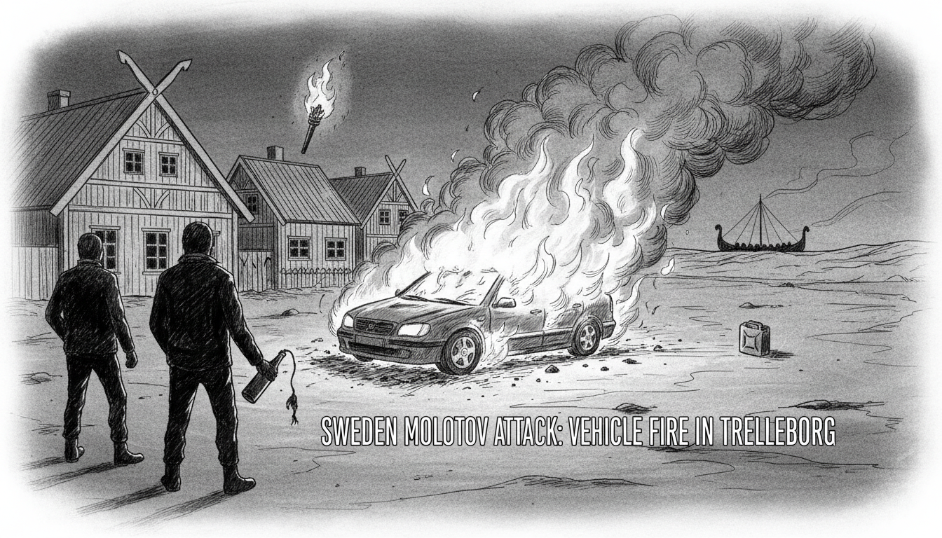Sweden Molotov Attack: Vehicle Fire in Trelleborg