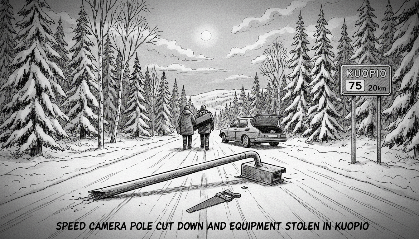 Speed Camera Pole Cut Down and Equipment Stolen in Kuopio