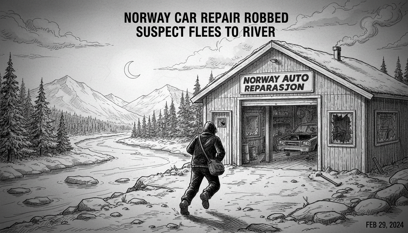 Norway Car Repair Shop Robbed: Suspect Flees to River