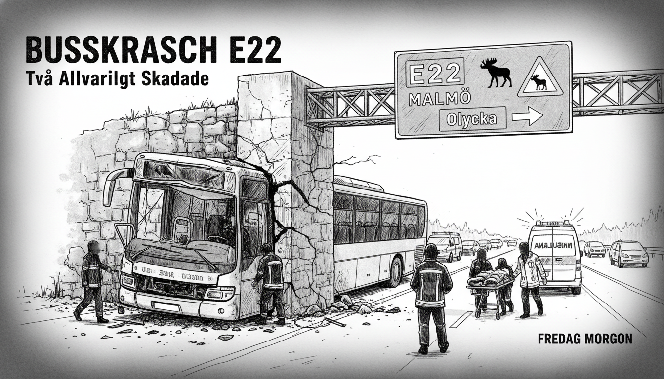 Two Seriously Injured in Malmö Bus Crash on E22 Highway