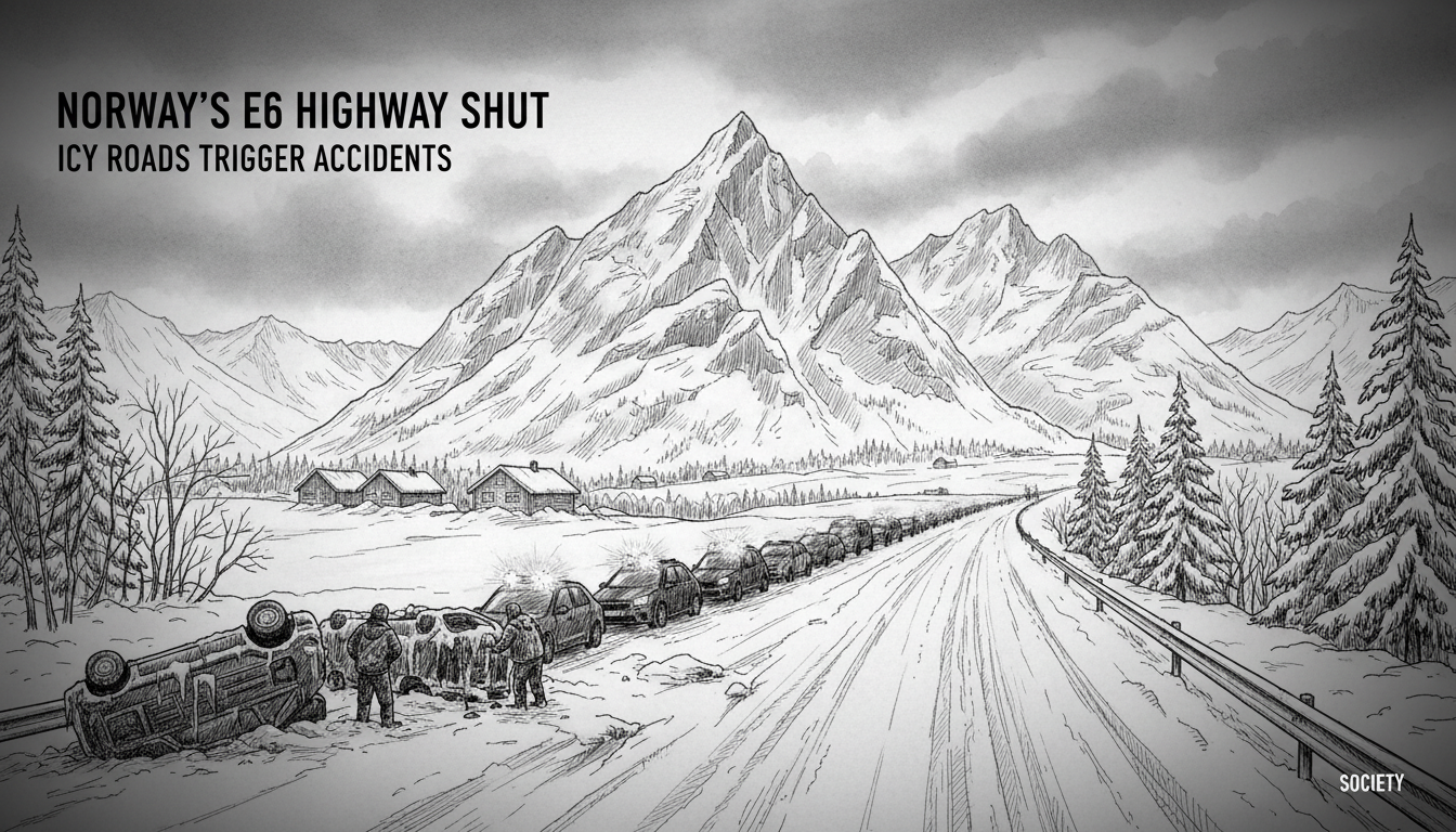 Norway's E6 Highway Shut: Icy Roads Trigger Accidents