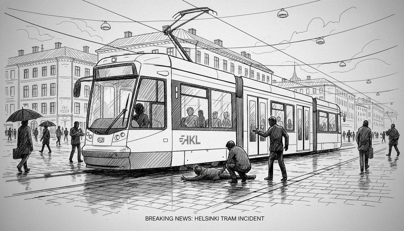 Tram Collides with Pedestrian in Central Helsinki Intersection