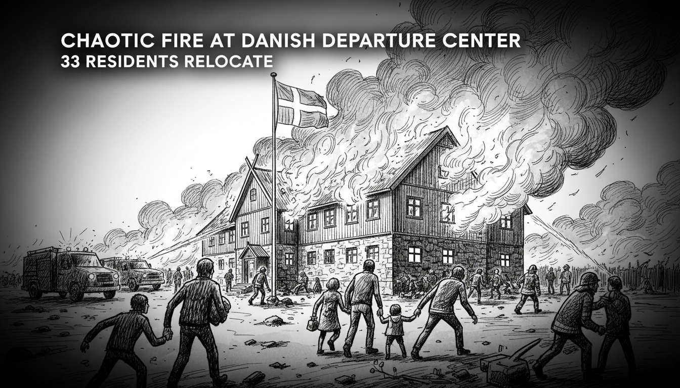 Chaotic Fire at Danish Departure Center Forces 33 Residents to Relocate
