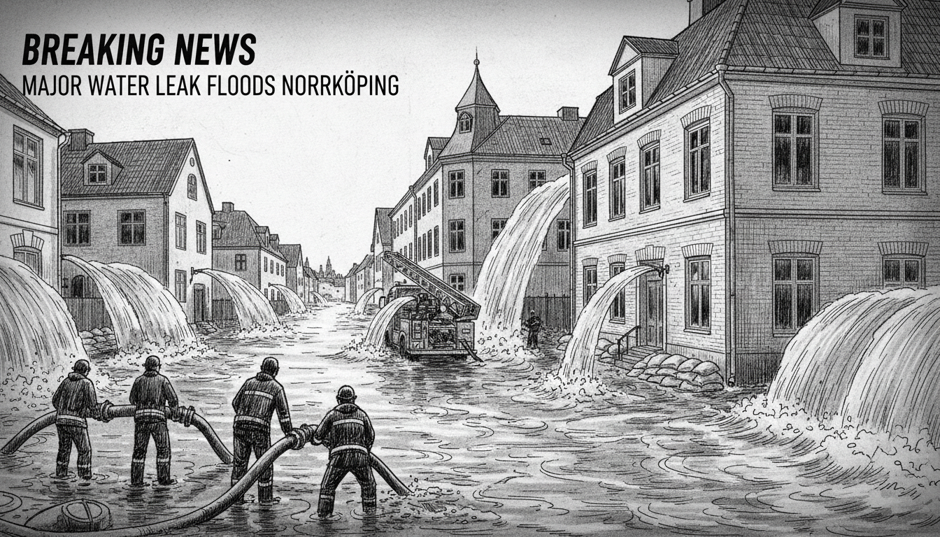 Major Water Leak Floods Multiple Properties in Norrköping
