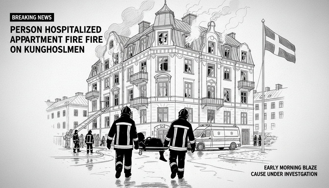 Person Hospitalized Following Apartment Fire on Kungsholmen