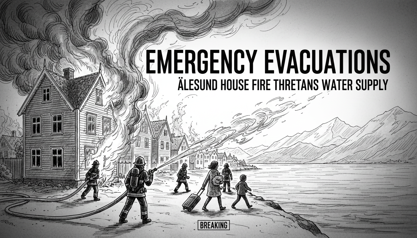 Emergency Evacuations in Ålesund as House Fire Threatens Water Supply