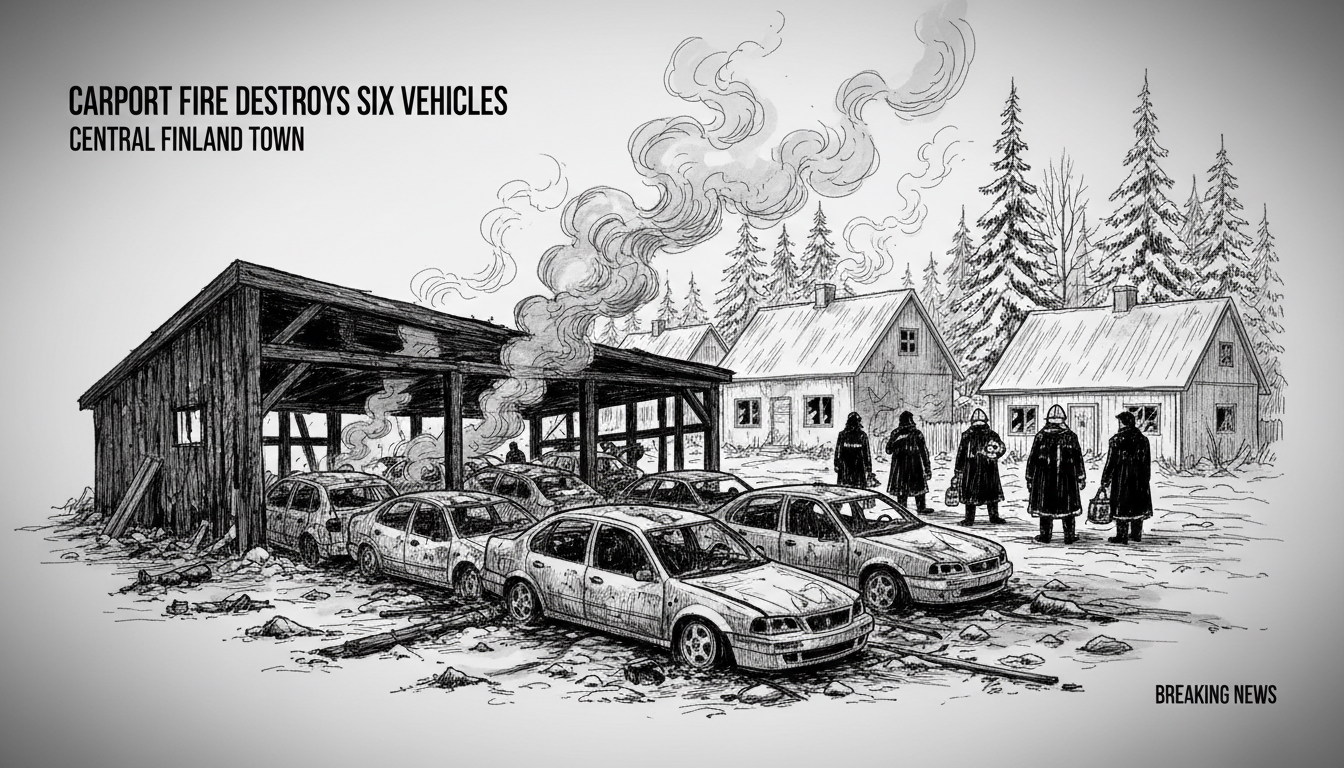 Carport Fire Destroys Six Vehicles in Central Finland Town