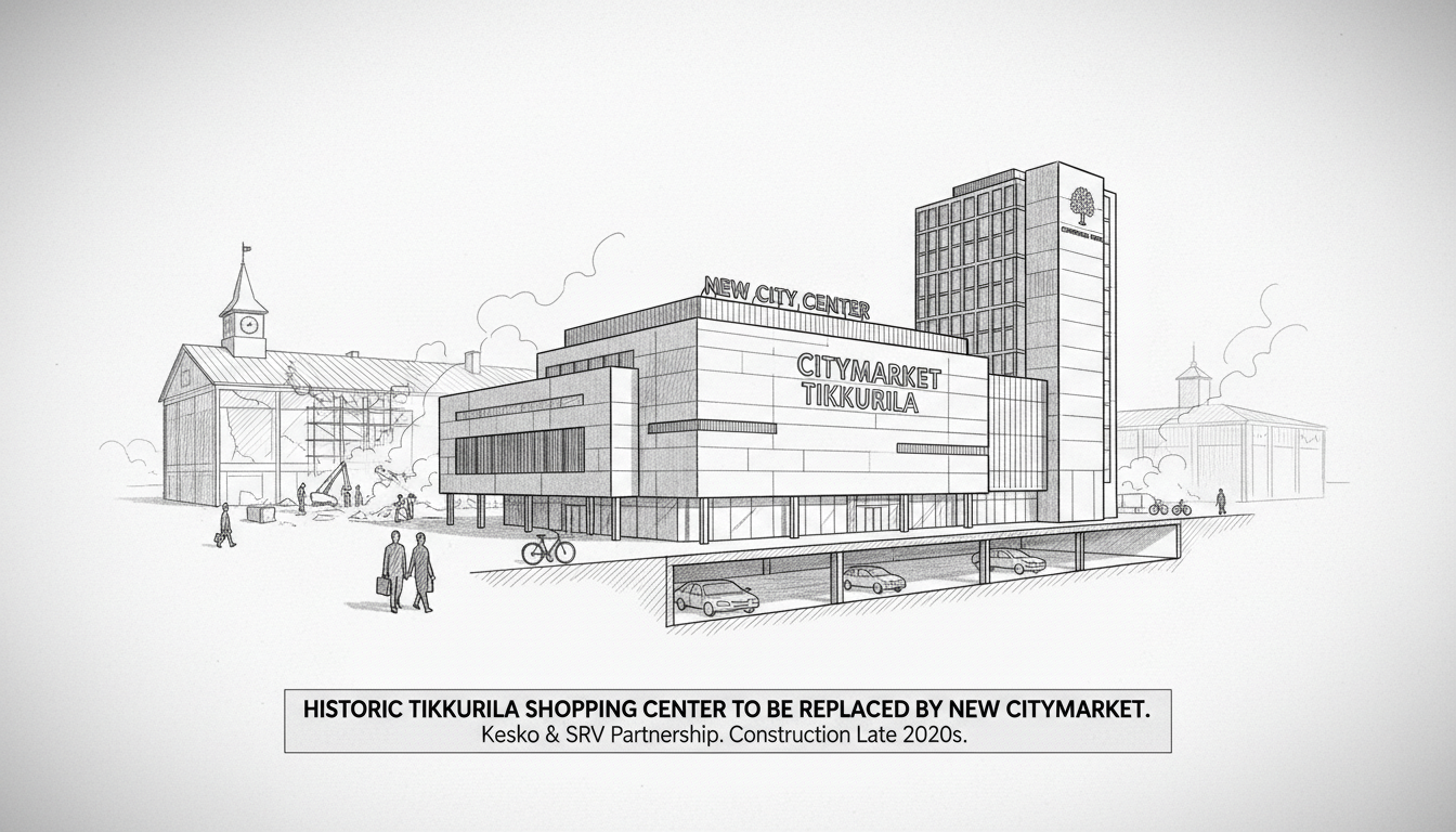 Historic Tikkurila Shopping Center to Be Replaced by New Citymarket