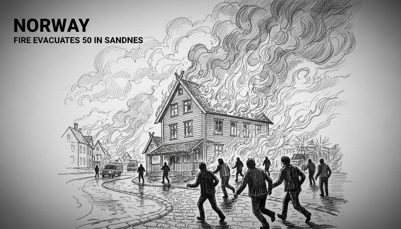 Norway Fire Evacuates 50 in Sandnes