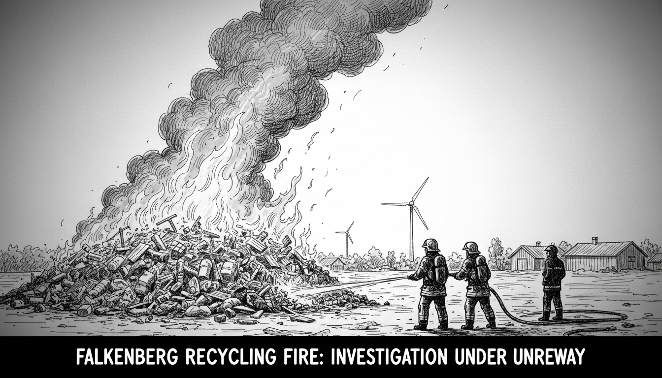 Recycling Station Fire in Falkenberg Under Investigation