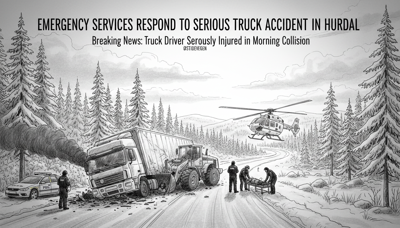 Emergency Services Respond to Serious Truck Accident in Hurdal