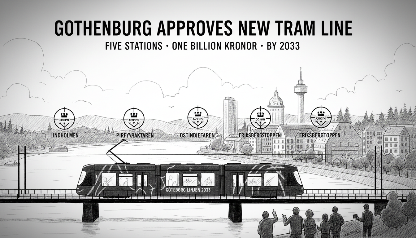 Gothenburg Approves New Tram Line with Five Stations