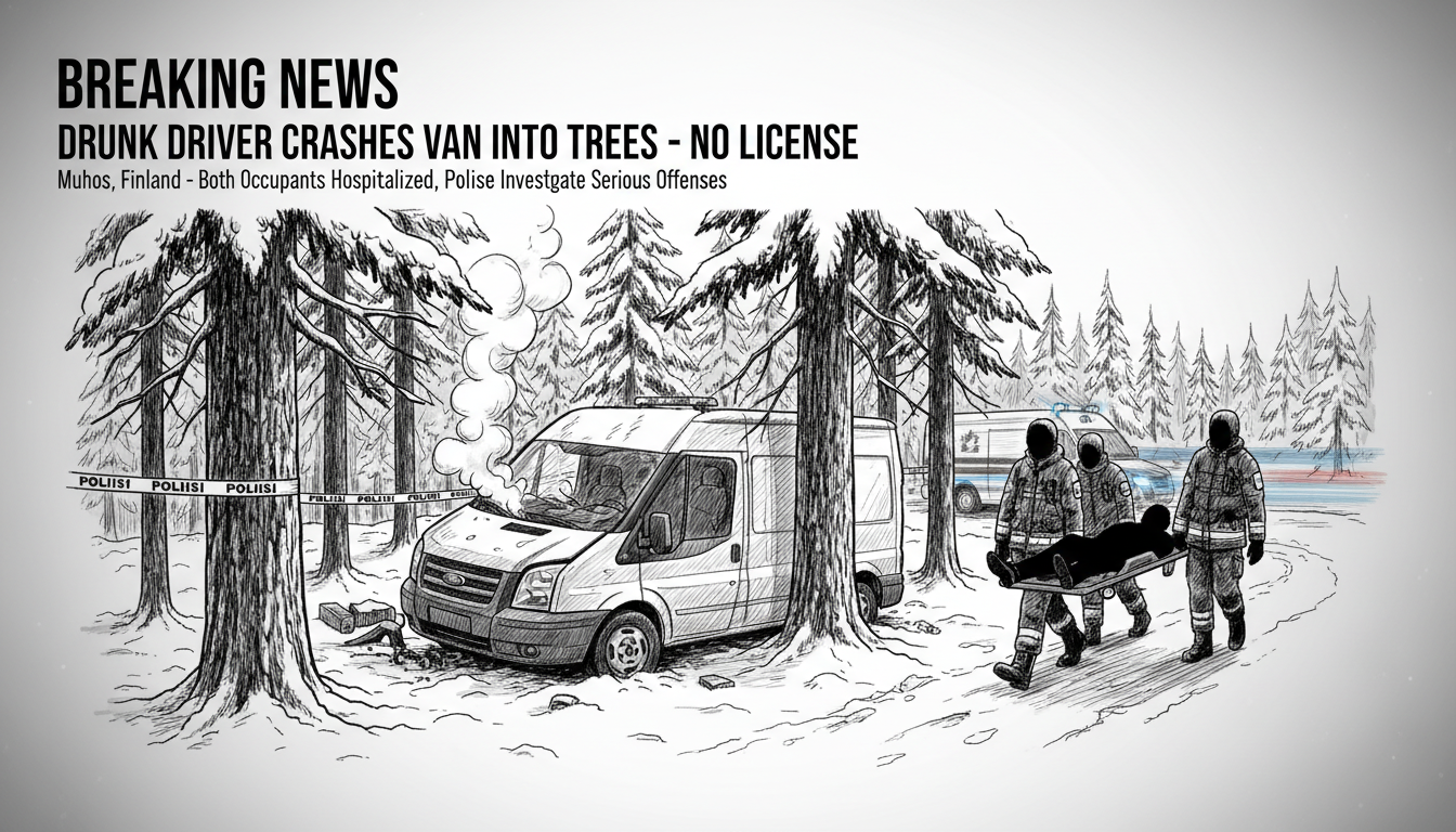 Drunk Driver Crashes Van Into Trees Without Valid License