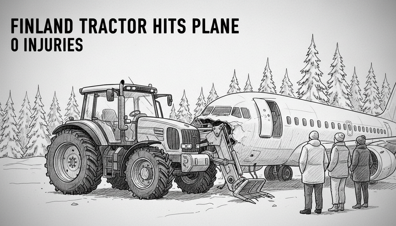 Finland Tractor Hits Plane: 0 Injuries