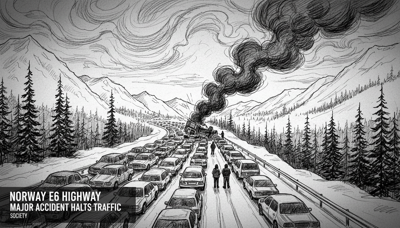 Norway E6 Highway: 1 Major Accident Halts Traffic