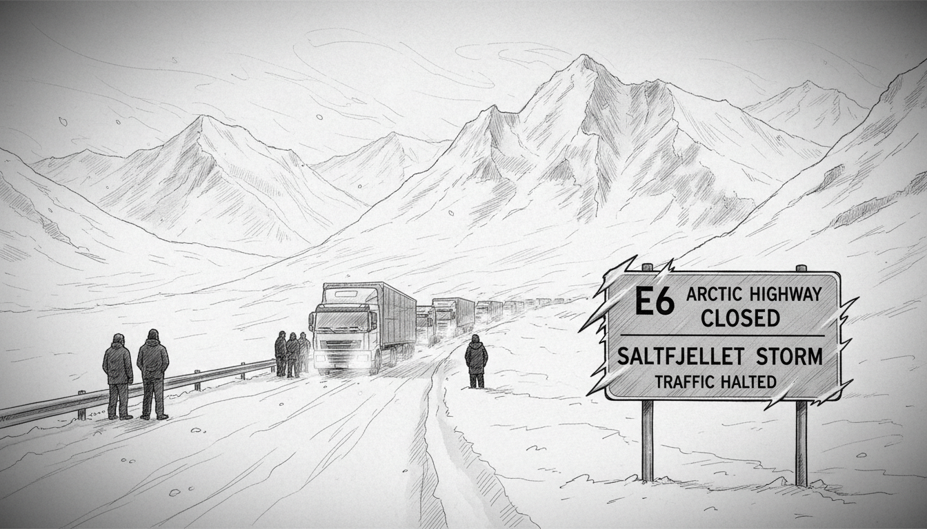 Norway's E6 Arctic Highway Closed: Saltfjellet Storm Halts Traffic