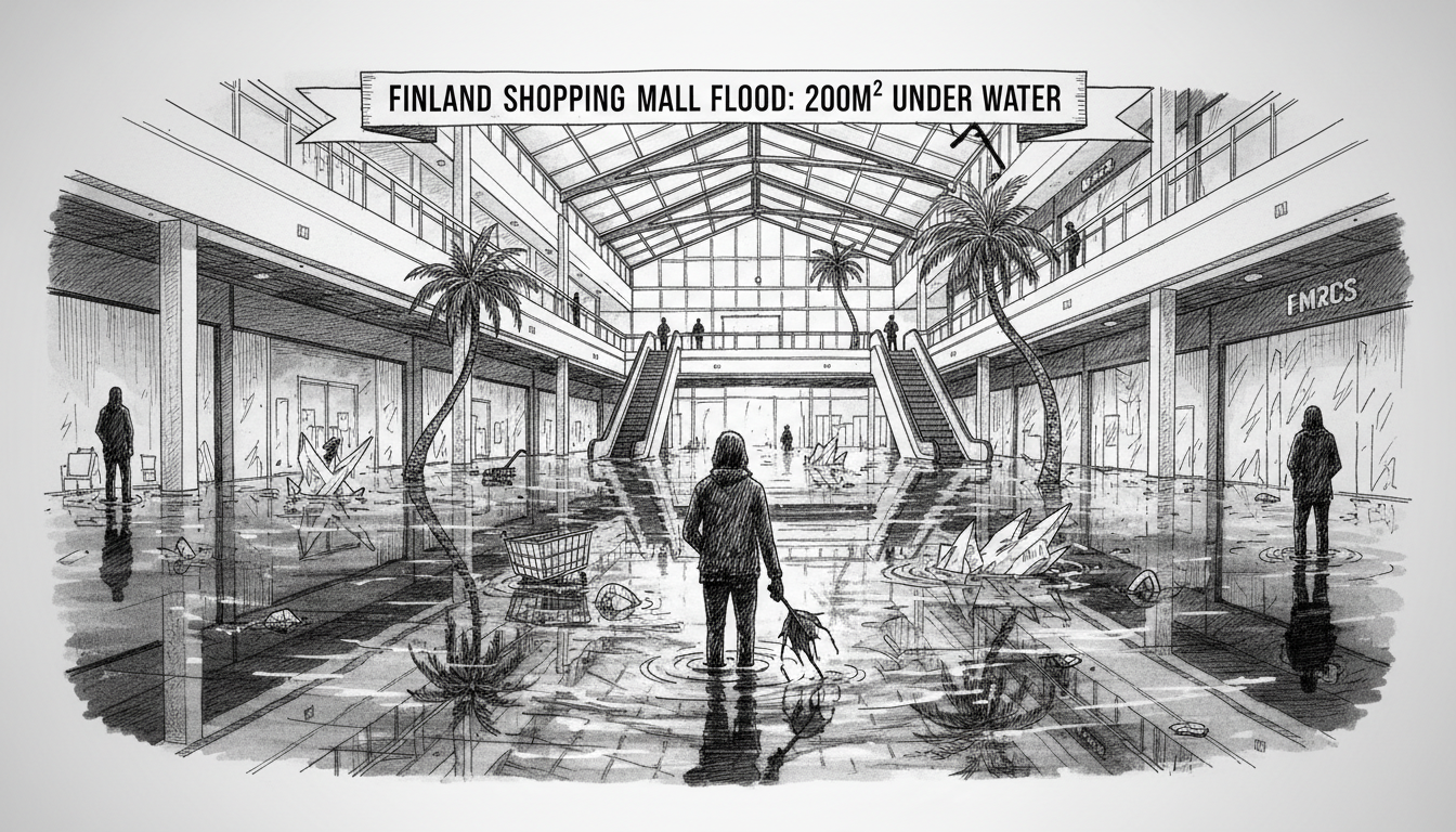 Finland Shopping Mall Flood: 200m² Under Water