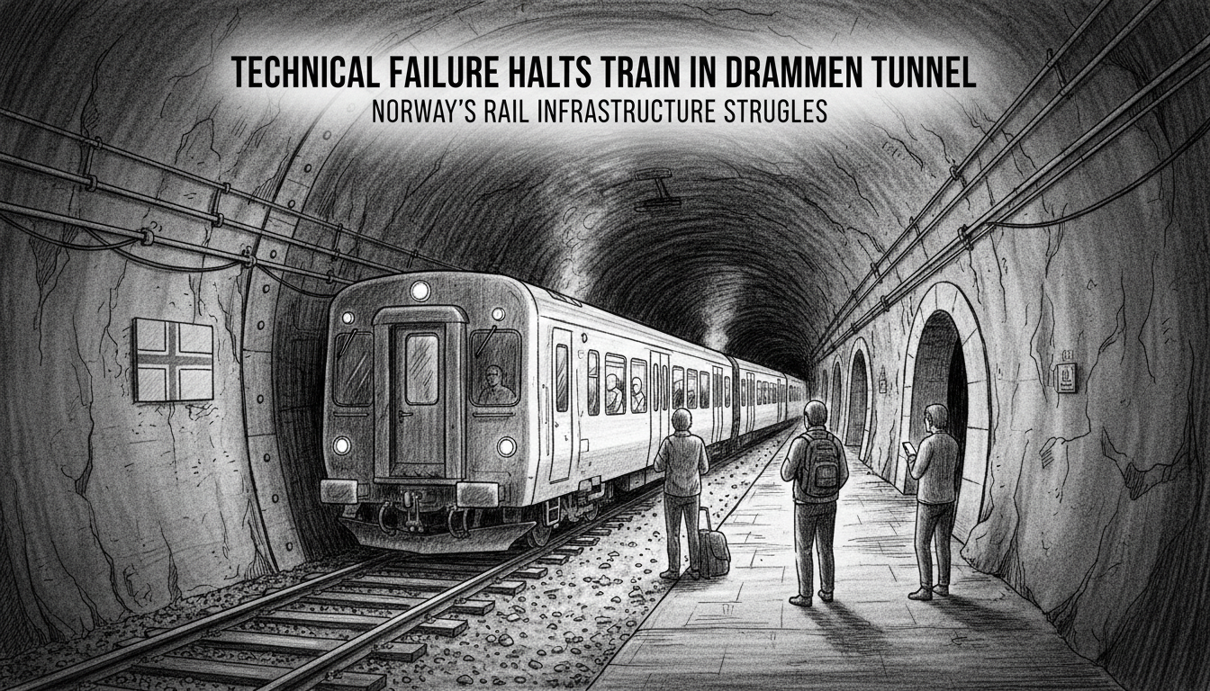 Technical Failure Halts Train in Drammen Tunnel During Peak Travel