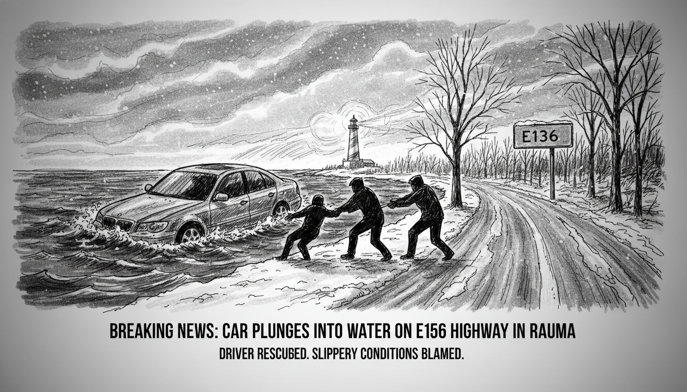 Car Plunges into Water on E136 Highway in Rauma