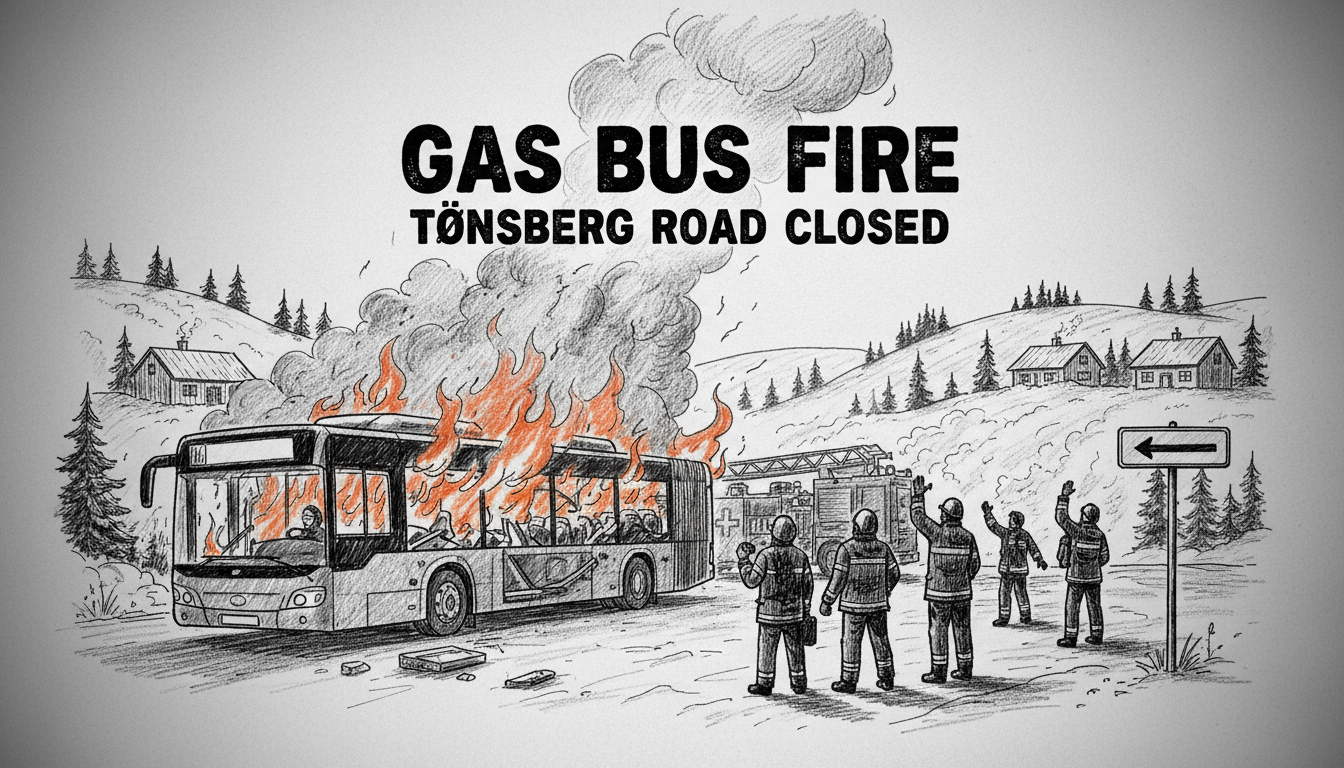 Norway Gas Bus Fire: Tønsberg Road Closed